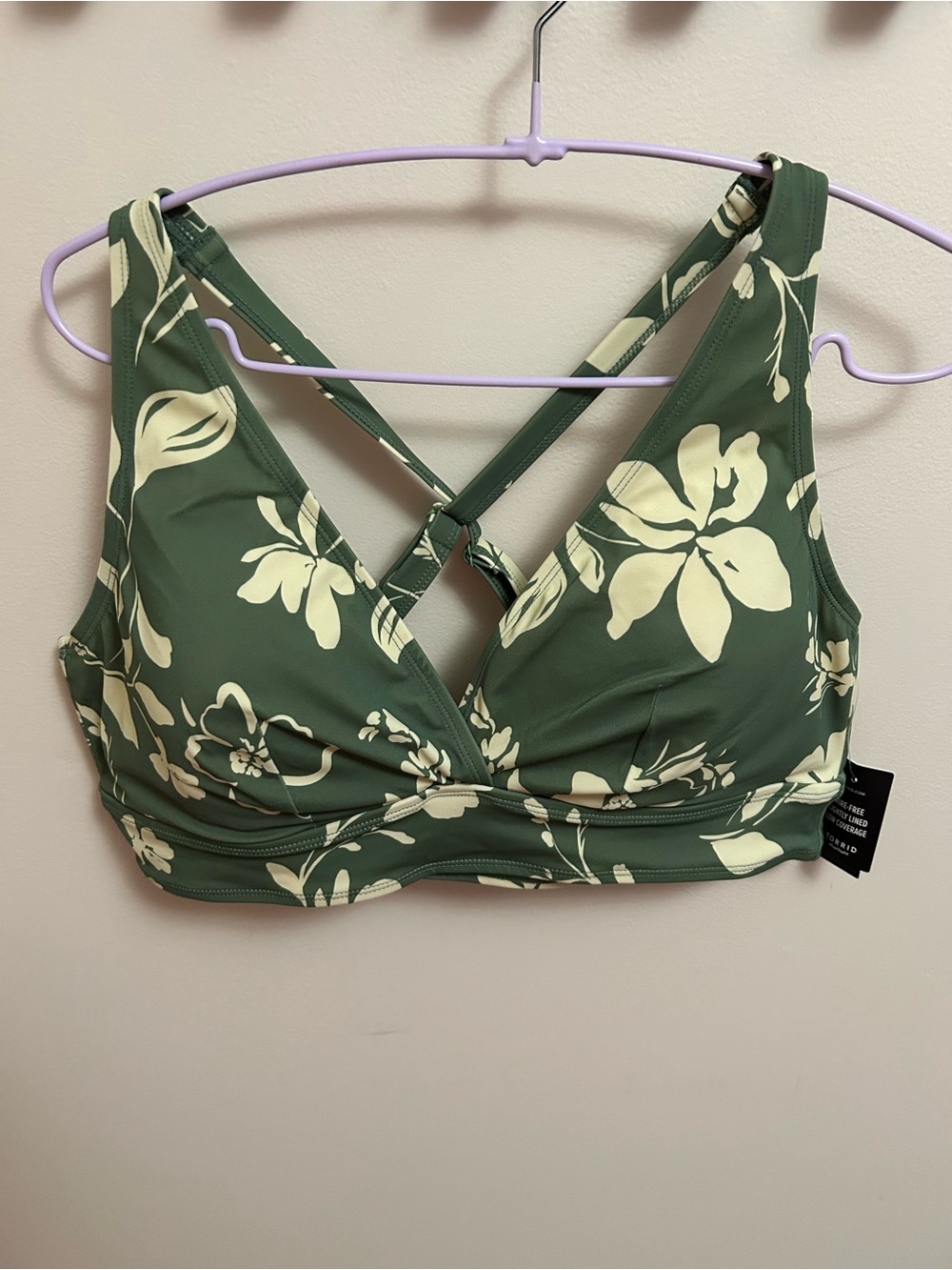 torrid Green Floral Crossback Bikini Top
